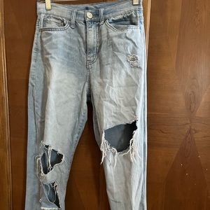 Light Wash Distressed Mom Jeans